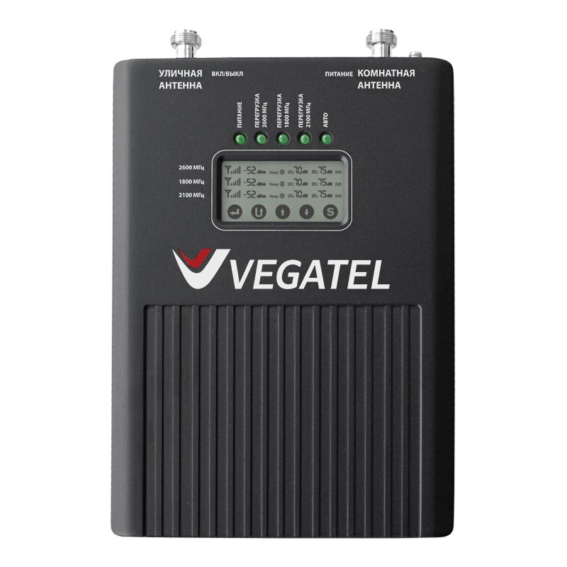 Репитер Vegatel VT3-1800/2100/2600 (LED), 4G/LTE/3G/UMTS, усиление 75 дБ