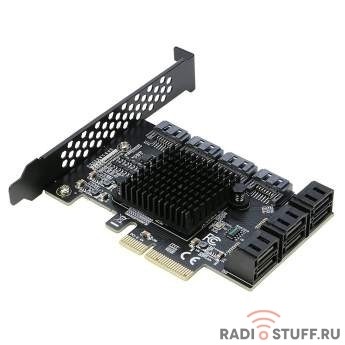 ORIENT AJ1166S10, Контроллер PCI-Ex4 v3.0, SATA3.0 6Gb/s, 10-port int, ASM1166+JMB585 chipset, 